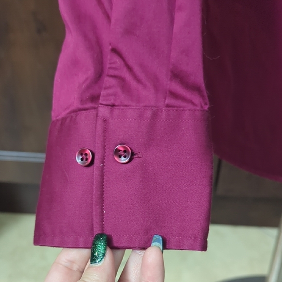 Simons Deep Red Button-Down Shirt - Picture 3 of 7